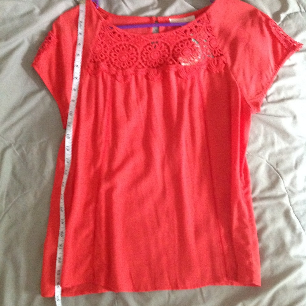 NWT Red Orange Skies are Blue Lace Top